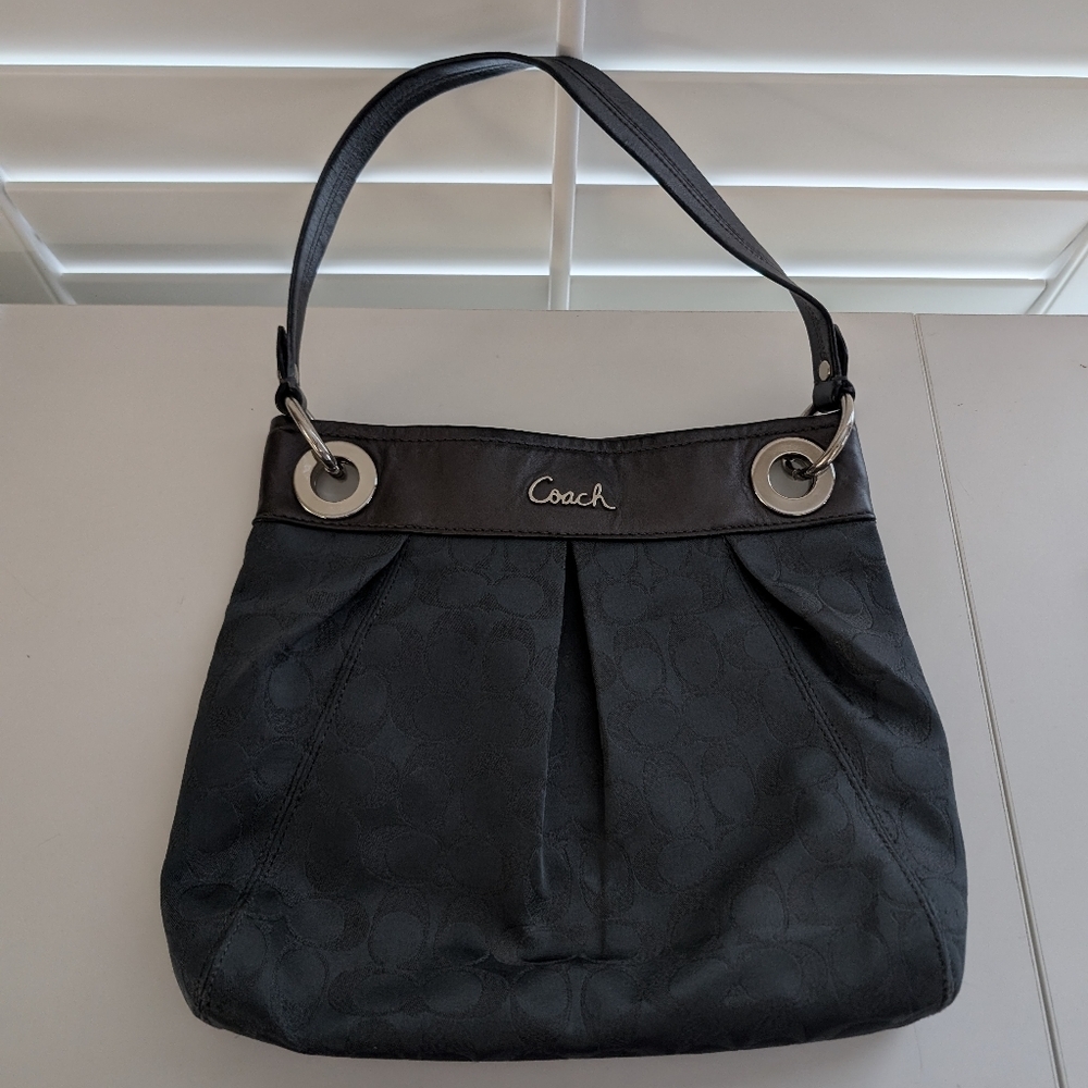 Coach Ashley Lurex Charcoal Shoulder Bag